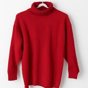 Vibrant Red Turtleneck Sweater